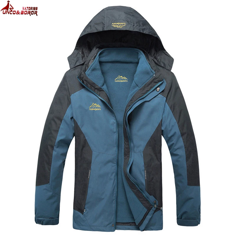 

Plus size L~6XL,7XL,8XL outwear Waterproof Windproof Breathable Warm Winter Coat men parka 2 in 1 snow ski Jacket male clothing