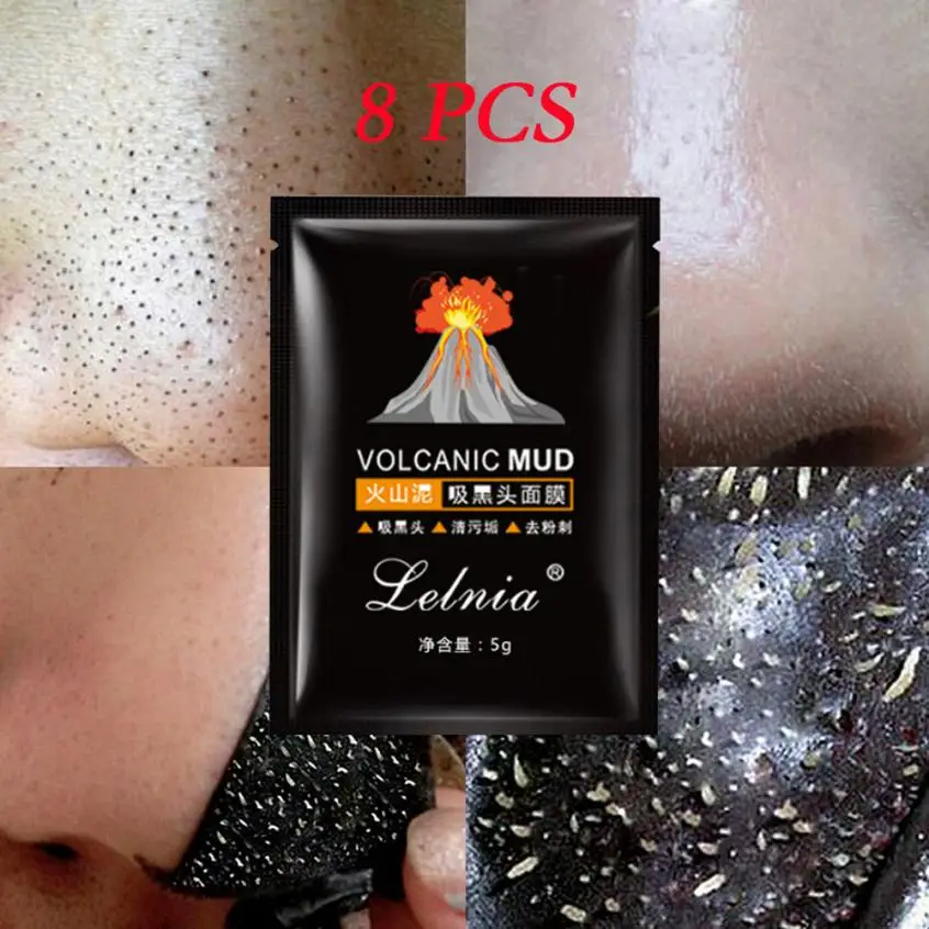 

Practical 8Pcs Volcanic Mud Removal Blackhead Mask Nose Mask Bamboo Charcoal Mask Mineral Mud Ance Pore Cleaning Artifact Gift