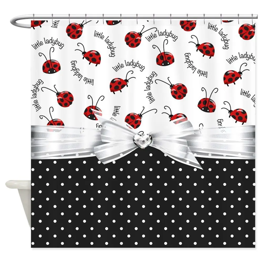

Little Ladybug Decorative Fabric Shower Curtain Set and Anti-slip Floor Mat Outdoor Rugs