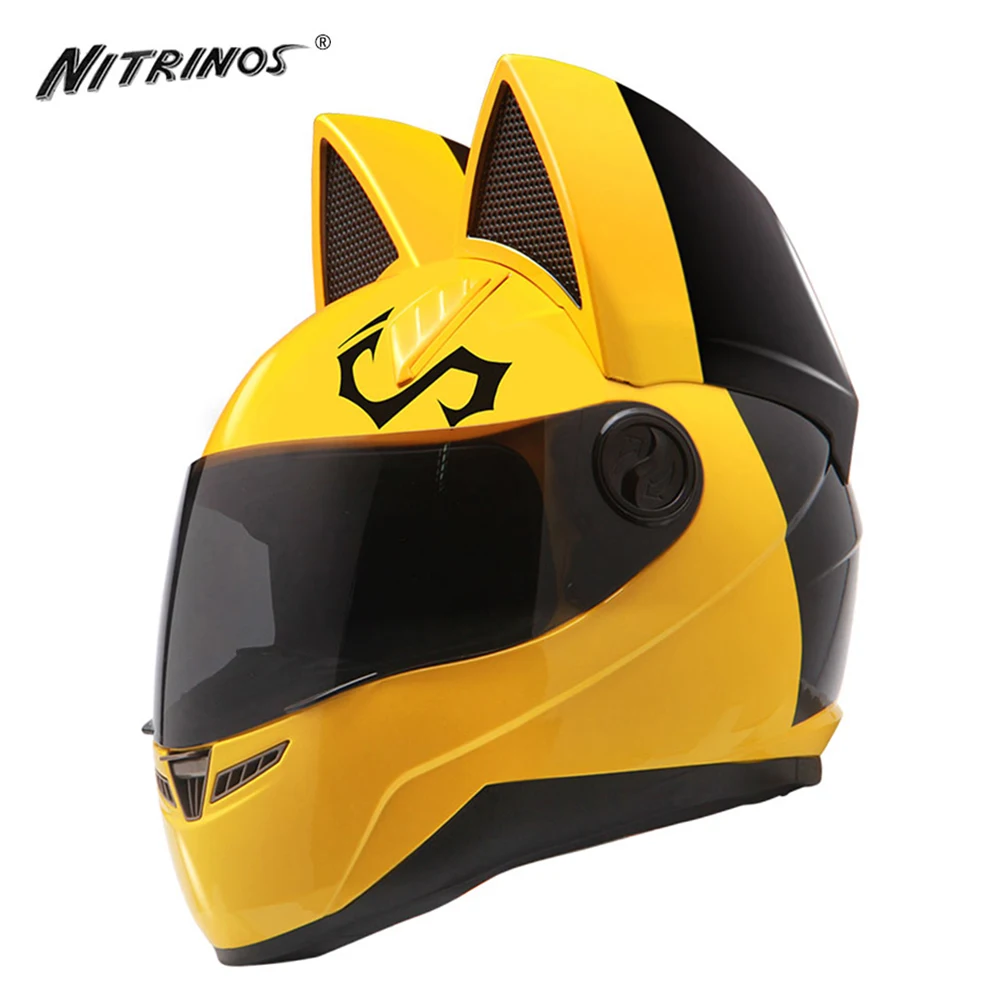 NITRINOS Motorcycle Helmet Women Moto Helmet Cat Helmet