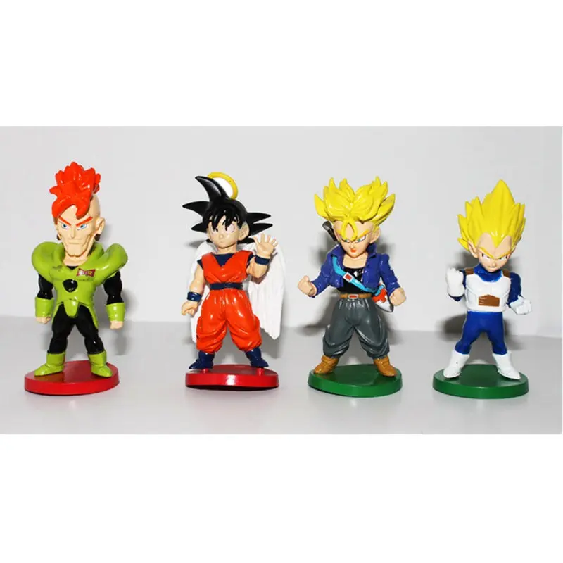 4PCS/set Dragon Ball Animation Super Saiyan Torankusu Vegeta Son Goku PVC Action Figure Collectible Model Toy 10cm Bag packing | Игрушки и