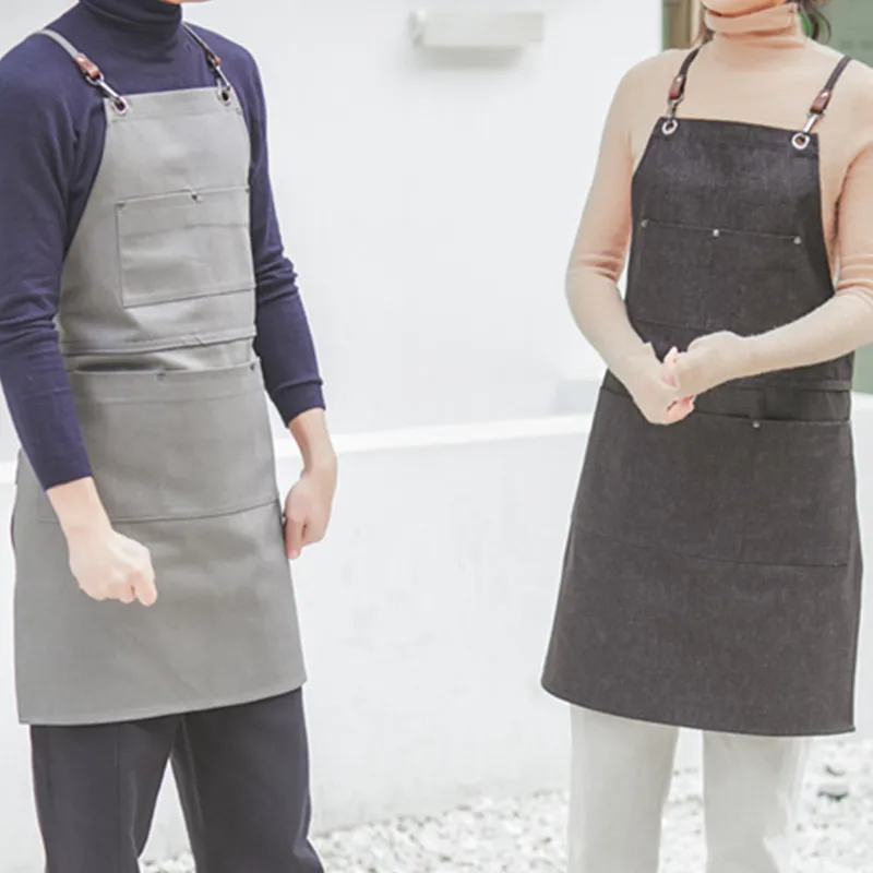 Black Gray Denim Apron D96-2