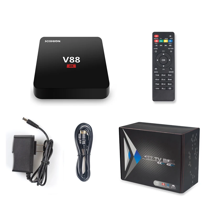 Scishion V88 Android 5.1 Smart TV Box 4 К Rockchip 3229 1 г/8 г USB 2 Wi Fi полный загружено Quad Core 1.5 ГГц media player