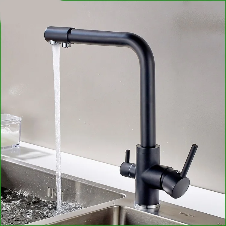 

Copper black spray double head kitchen faucet