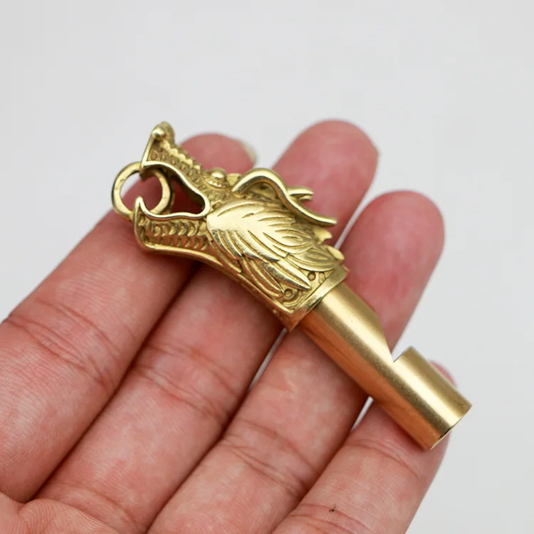 Ручной работы латунный ключ chian кулон свисток для выживания Брелок в виде дракона portachiavi chaviro llaveros hombre