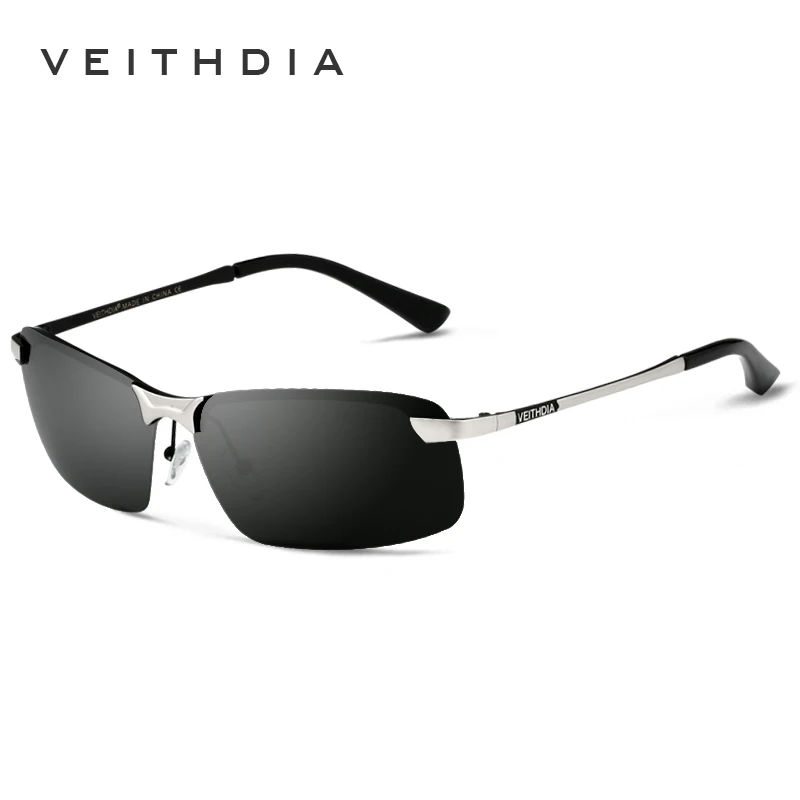 Мужские солнцезащитные очки VEITHDIA, брендовые дизайнерские очки с поляризационными стеклами без оправы, модель 3043