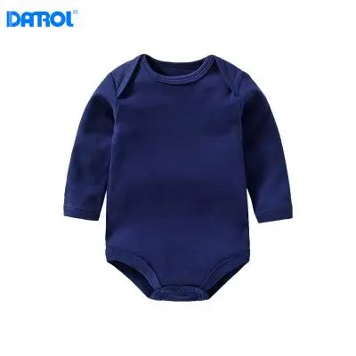 Двусторонний комбинезон из чистого хлопка для малышей, однотонный Детский комбинезон с длинными рукавами для мальчиков и девочек, Трипод, костюм для ползания - Цвет: deep blue