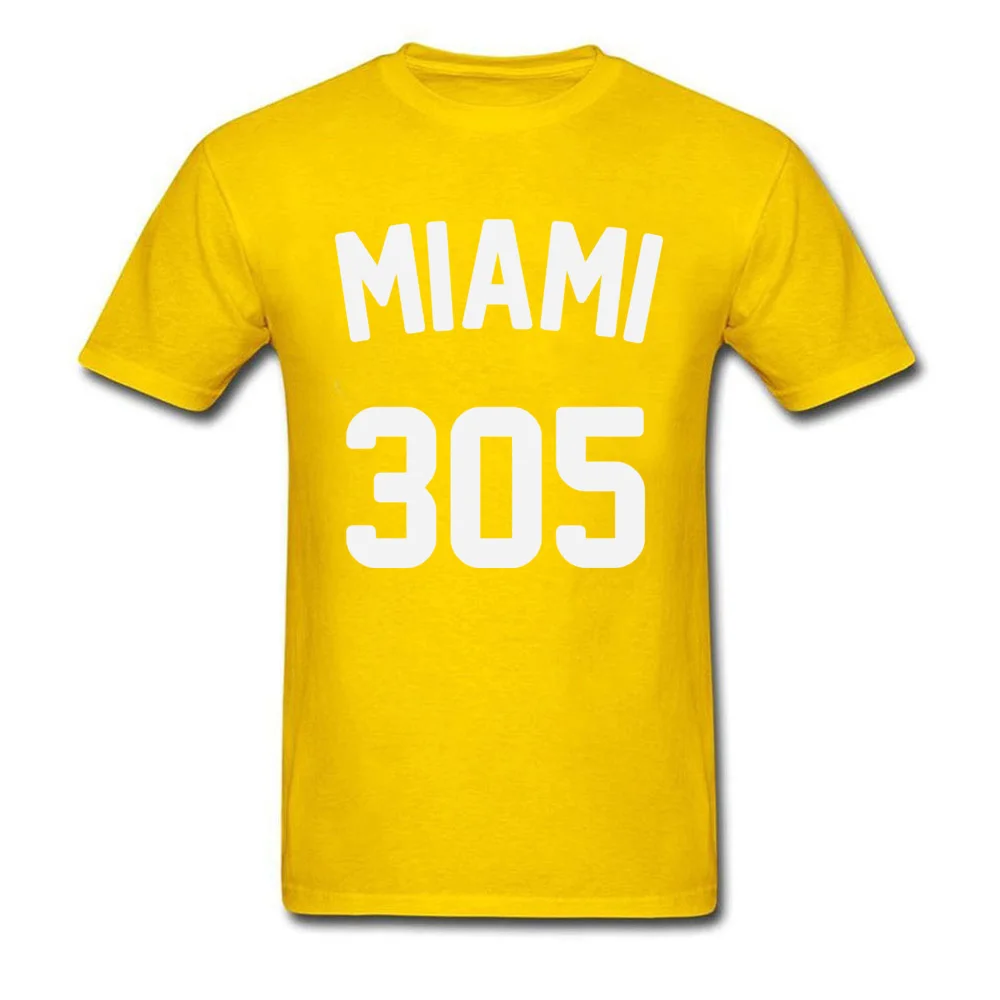 Miami 305 Men 2018 Fashion Tops Shirts Crewneck Summer Fall 100% Cotton T-shirts Simple Style Short Sleeve Clothing Shirt Miami 305 yellow