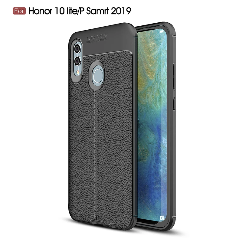 

Litchi silicone case carcasa for huawei p smart 2019 cases funda hoesje copy leather tpu cover coque etui kryt tok