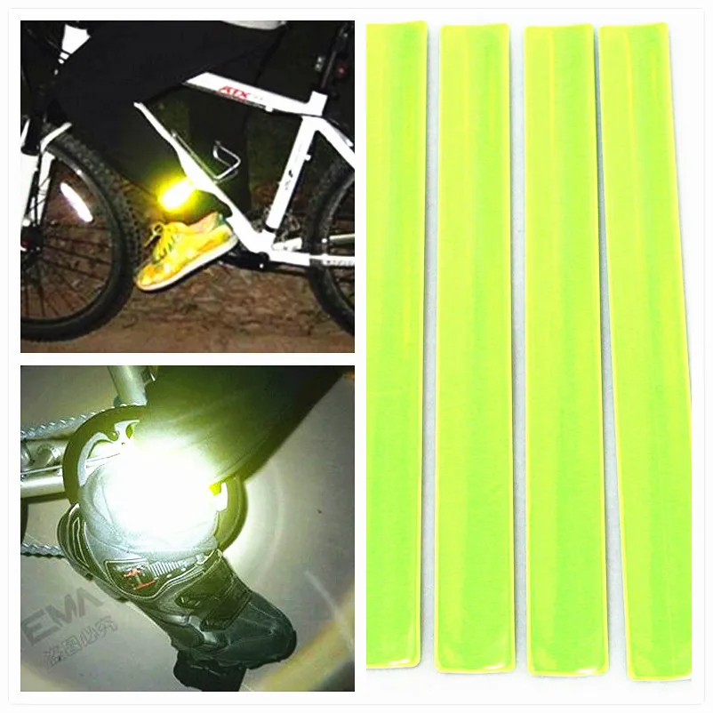 

4pcs yellow Night Reflective Ankle Armband Visible Belt Sports Biking Slap Band Bracelets / bangles 3x30cm