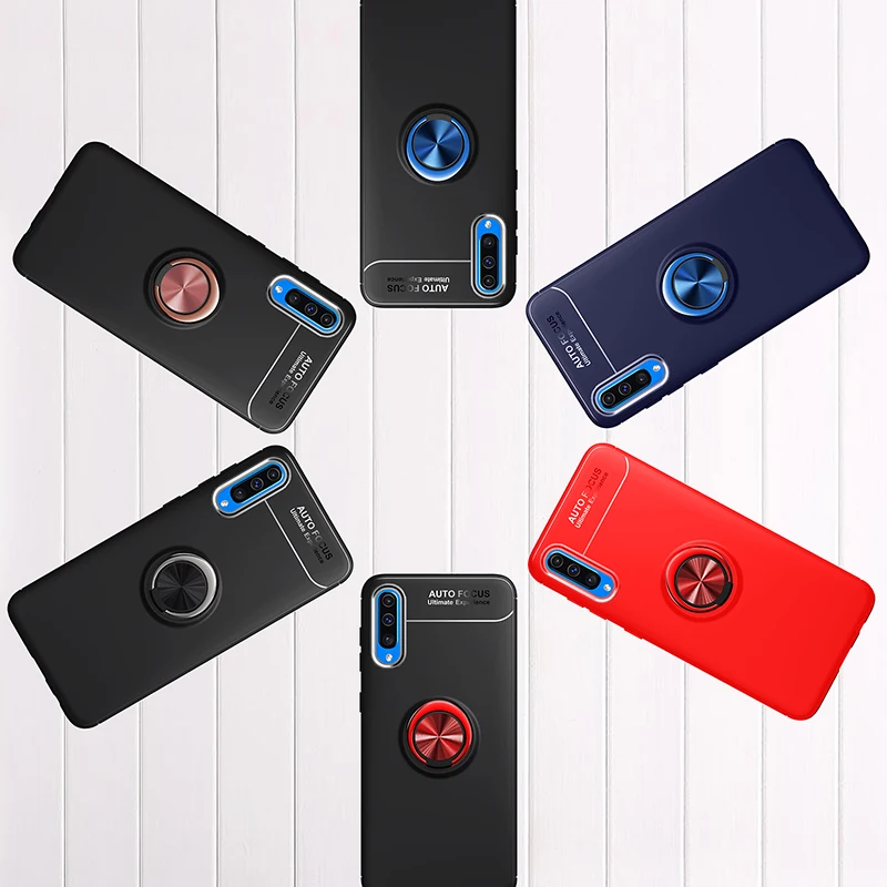 For Samsung Galaxy A60 Case Colorful Metal Magnetic Ring Holder Soft Silicone TPU Luxury Cover For Samsung Galaxy A60 Shell