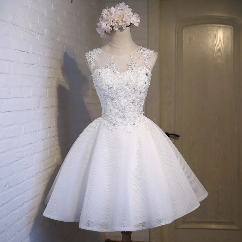 Beauty-Emilly Real Photos Ivory Tulle Prom Dresses 2017 Scoop Appliques Lace-Up Knee-Lingth Prom Dress Short Evening Party Gowns Beauty-Emilly Real Photos Ivory Tulle Prom Dresses 2017 Scoop Appliques Lace-Up Knee-Lingth Prom Dress Short Evening Party Gowns
