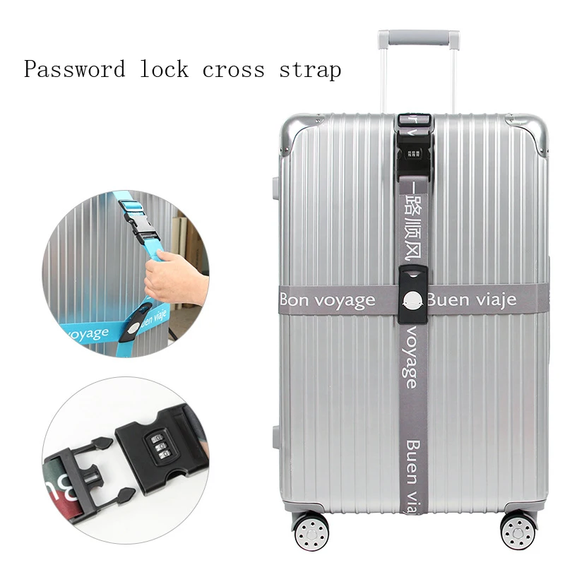 Лента для чемодана с тремя цифрами, пароль, эластичный багажный ремень, перекрестный ремень, регулируемый дорожный аксессуар, чемодан с быстрым выпуском