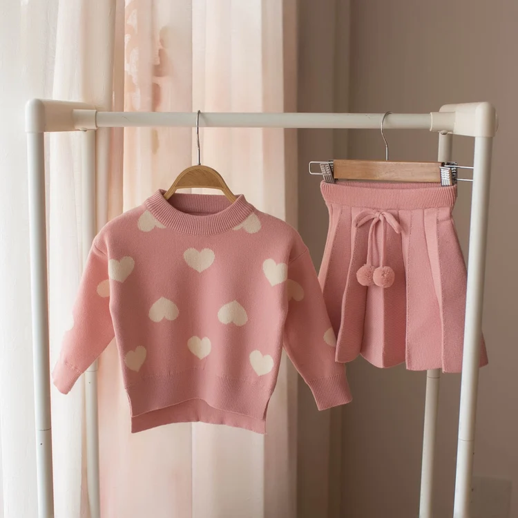 

Girls Suit Spring Suit 2019 New Kids Knitted Sweater And Skirts Girls Baby Princess Fashion Two-piece Clothes Suit