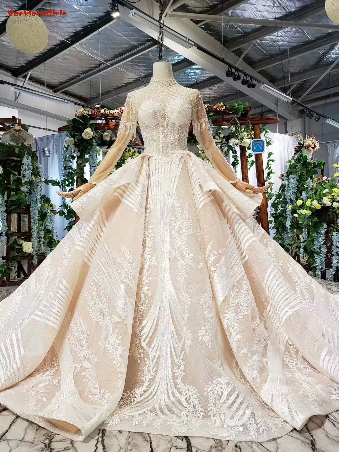Vestido De Noiva 2m Роскошные свадебные платья с бисером свадебное платье длинным