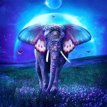 

Diamond Painting 5D DIY Full Drill Round Diamond Embroidery Elephant and Butterfly Pattern Cross Stitch Wall Stickers