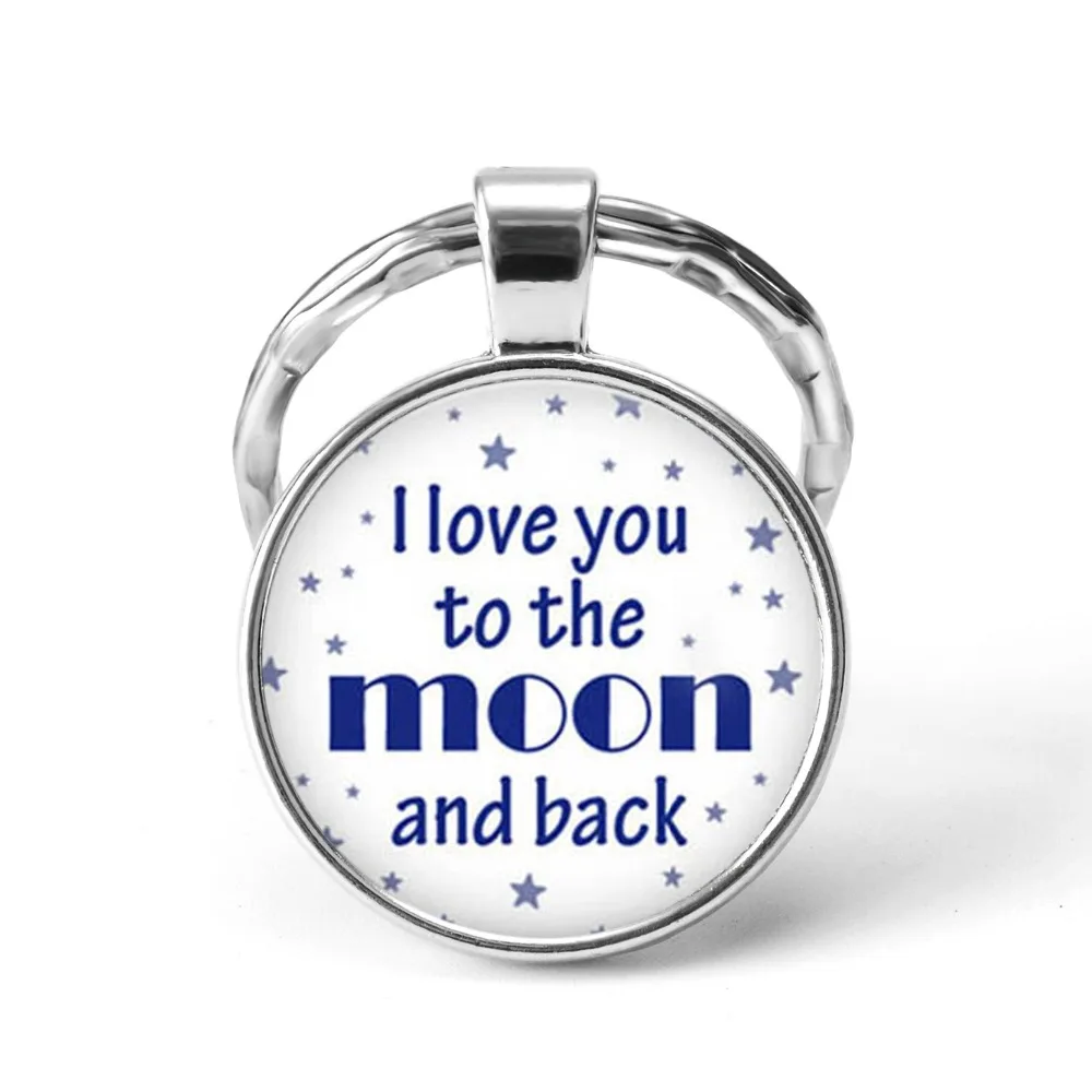 I Love You To The Moon and Back брелок для ключей Valentine's Jewelry стеклянный кулон пар подарок