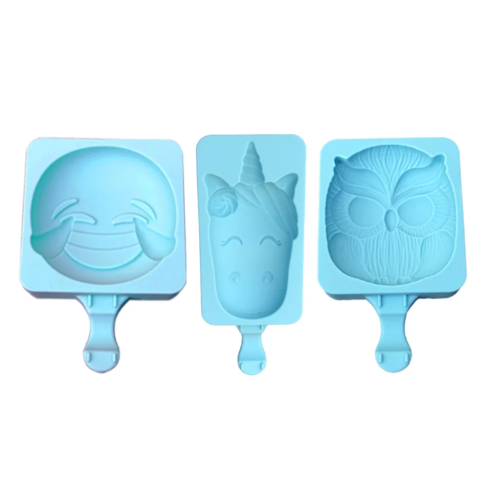 Silicone Ice Cream Mould Halloween Ghost Head Tombstone Owl Unicorn Crying Face Shaped Cartoon Ice Sucker Mould Cold Drink Mold