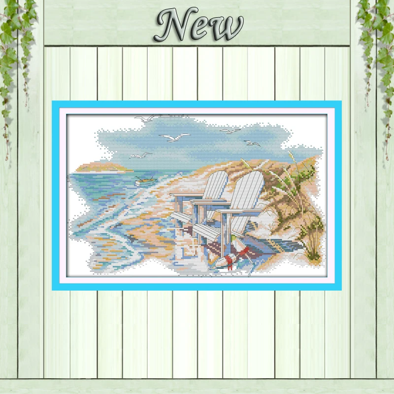 

A quiet beach seagulls birds decor painting counted printed on canvas DMC 11CT 14CT kits Cross Stitch embroidery needlework Sets