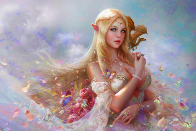 Canvas Fabric Poster Custom Print Fantasy Girl Elf And Canvas Fabric Poster Custom Print Fantasy Girl Elf And
