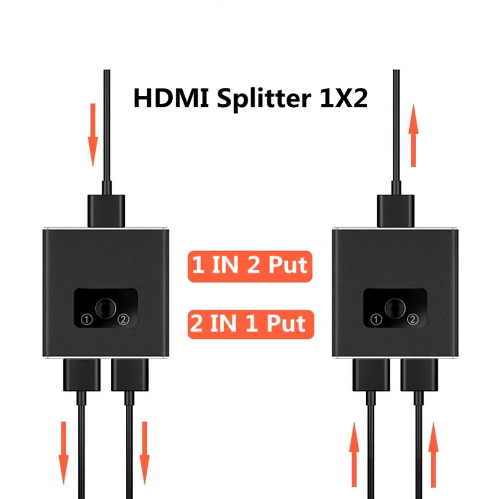 HDMI переключатель 4k * 2k 30Hz 2 in 1 out / разделитель Алюминиевый сплав чехол 4 кабель для