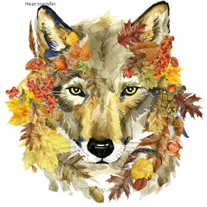 

Animal PVC Patch deal with it Clothes Wolf leaf Heat Transfer Printing T shirt Women iron on patches for clothing Stickers