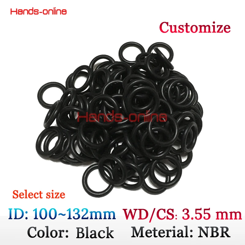 

10pcs ID 100 103 106 109 112 115 120 122 125 128 132mm Oil Resistant 3.55mm NBR Nitrile O-Ring Rubber Sealing Ring 100-132mm