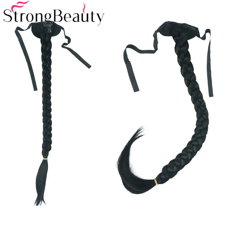 StrongBeauty, длинный рыбий хвост, коса, конский хвост, наращивание, Синтетическая лента, шиньон, 16 цветов - Цвет: 1