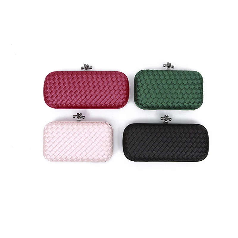 

2019 New Brand Design Women Woven Clutches Bag Bow Knot Silk Knit Woman Shoulder Bag Small Phone Bag Party Wedding Day Clutches
