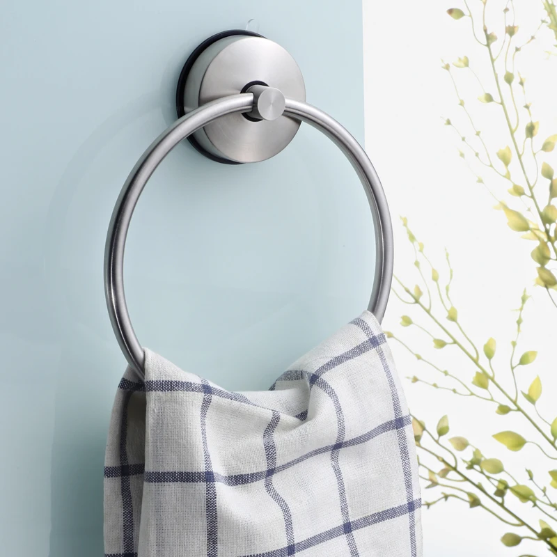 TISION Stainless steel Suction Towel Rings Sucker Towel Holder Towel