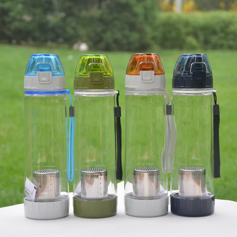 500ml outdoor travel water bottle tea filter infuser green blue sling
