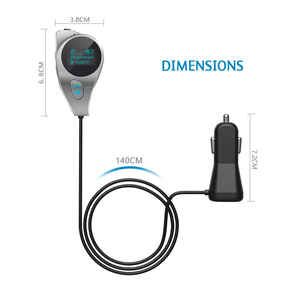 Nulaxy Magnetic Clip Car FM Transmitter Wireless Bluetooth FM Modulator Radio Car MP3 Players Support USB Flash Drive TF Card