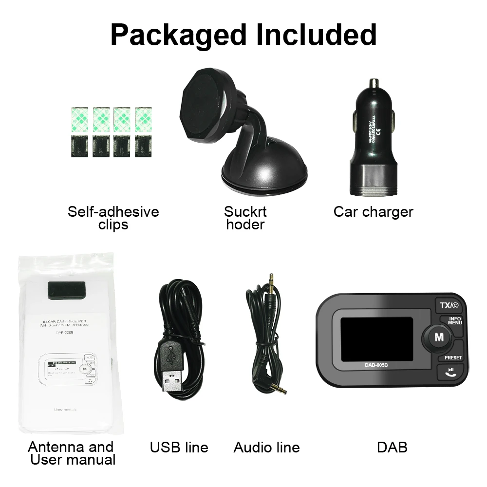 JINSERTA Автомобильный MP3-плеер DAB цифровой радио fm-передатчик 2," ЖК-экран Bluetooth приемник Micro SD/TF воспроизведение громкой связи
