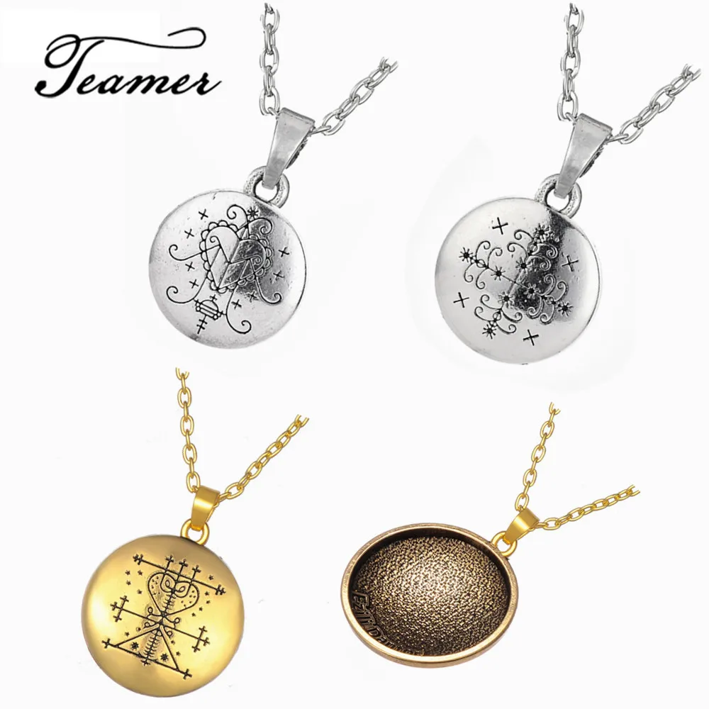 

Teamer Gold/Silver Color Exilifreda Simbi Voodoo Loa Veve Pendant Supernatural Amulet Talisman Necklace for Man' Gifts