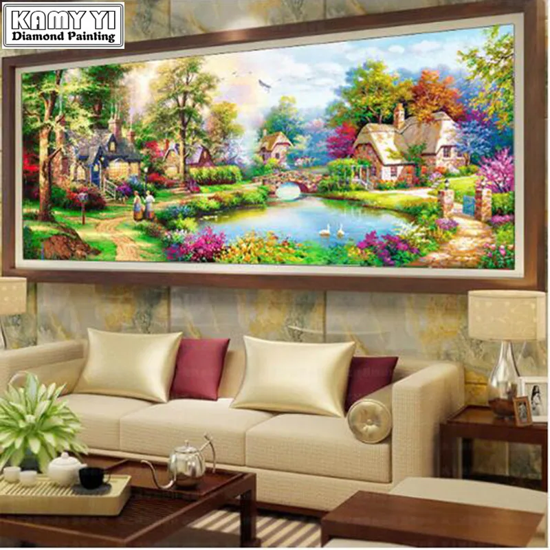 

2019 5D Diamond Painting New Arrivals Pastoral Landscape Cottage Diamond Embroidery pictures of Rhinestones Decor Living XY20