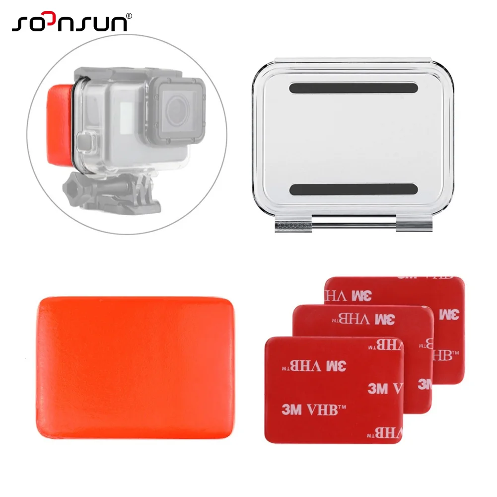 

SOONSUN Waterproof BackDoor + Float Sponge Foam Box + 3M Adhesive Sticker for GoPro Hero 5 6 7 Black Super Suit Housing Case