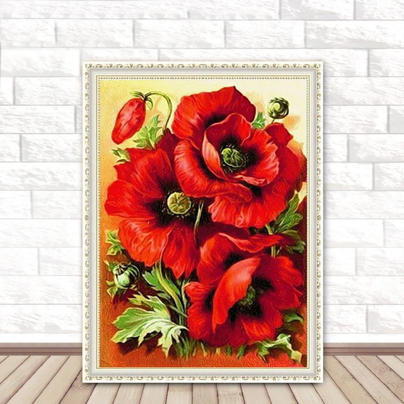 Full Drill 5D DIY Diamond Painting Cross Stitch Red Rose Flower Diamond Embroidery Cross Stitch Floral Craft Unique Gift Artwork (1)