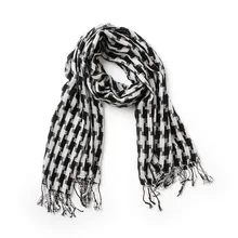 Классический Черный Белый Хаундстут хлопок шарфы с кисточкой для женщин весна зима теплый jaquard шарф хиджаб шаль Лидер продаж