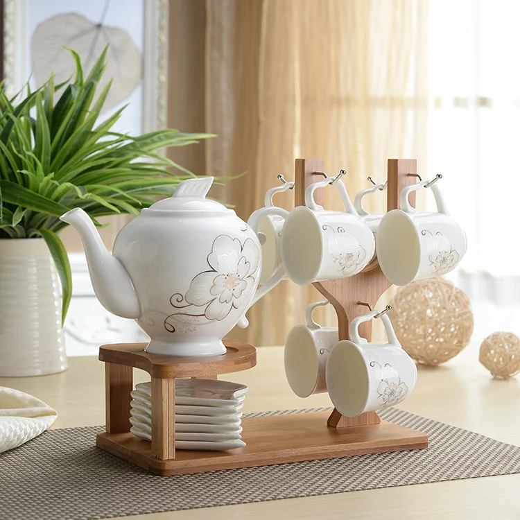 Modern Ceramic Tea Cup and Pot Set Decorative Hanging Porcelain Coffee