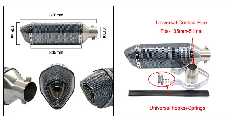 ZSDTRP 35-51 мм Универсальный мотоцикл щелевой/не щелевой выхлопной для Honda cb650f nc750x ATV Dirt Pit Bike Akrapovic Escape Moto