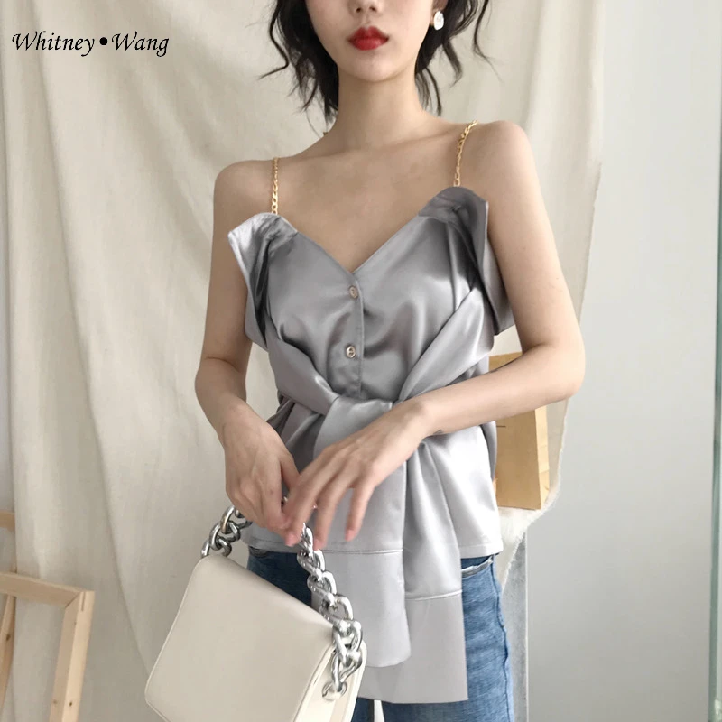 WHITNEY WANG 2018 весенне летняя модная уличная одежда 2 способа носить сексуальный