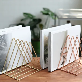 

Hot Iron Bookshelf Art Desktop Storage Rack Magazine Organizer Book Holder Office Home Decor GHS99 Free Shipping