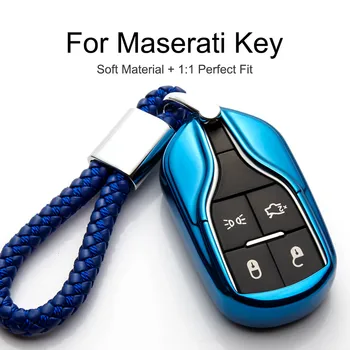 

Car Key Case Cover For Maserati Ghibli Spoiler key Emblem Soft TPU Protection Key Shell Chain Car Styling Cover Case Accessories