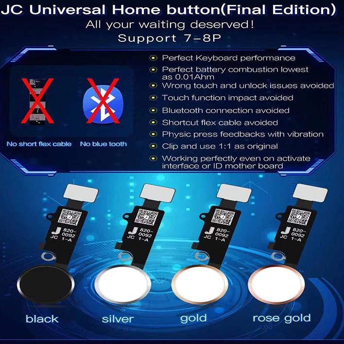 4rd Gen New JC Universal home button For iphone 7/7 plus/8/8 plus return button key back screen shot function