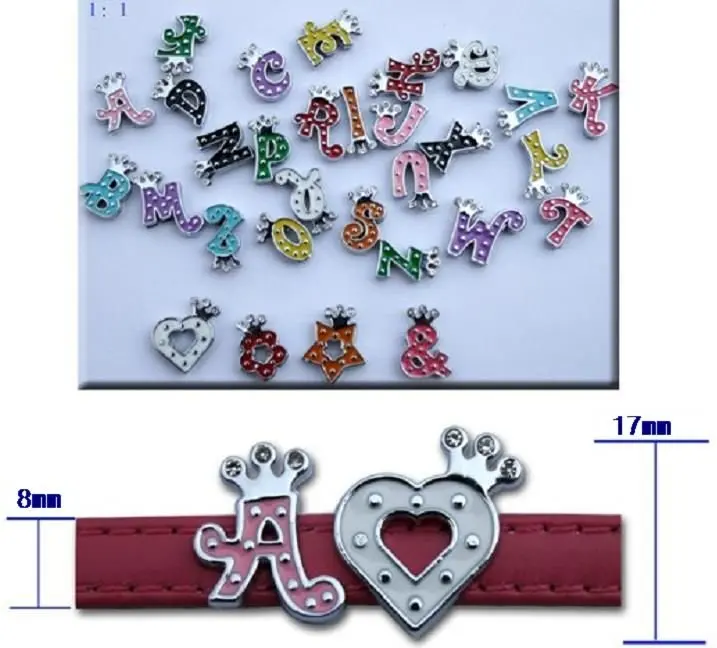 

26pcs 8mm A-Z crown rhinestone Slide letters DIY letters DIY Charmfit pet collar