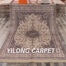 YILONG 6'x9 ручной работы oretal шелковый ковер бежевая изысканная, Восточная персидская площадь ковер(ZW027M6x9