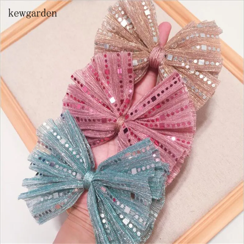 

Kewgarden Gauze Bowknot Handmade Hairbow Material Kids Girl Hair Pins Hairbow Headband Accessories DIY Craft Supplies 5Pcs / Lot