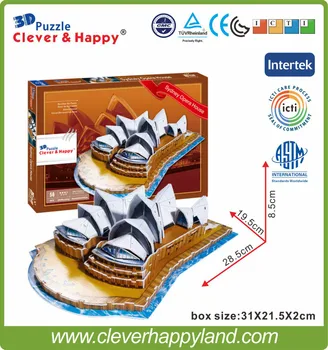 

new clever&happy land 3d puzzle model Sydney Opera House adult puzzle diy paper model for boy paper learning & education