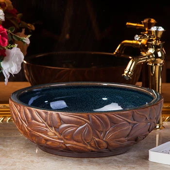 

Europe style China Handmade Lavabo Washbasin Artistic Bathroom Sink hand painted ceramic wash basin bathroom sink