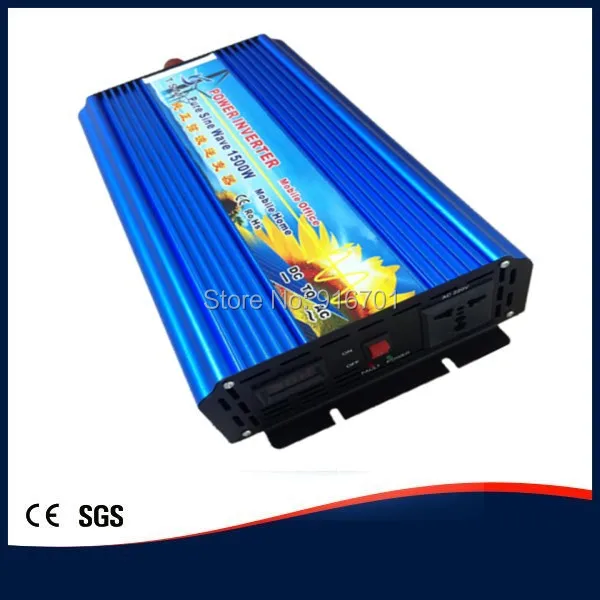 

free shipping 1500w dc 12V to ac 120V 60HZ inverter Pure Sine Wave Power Supply with digital display
